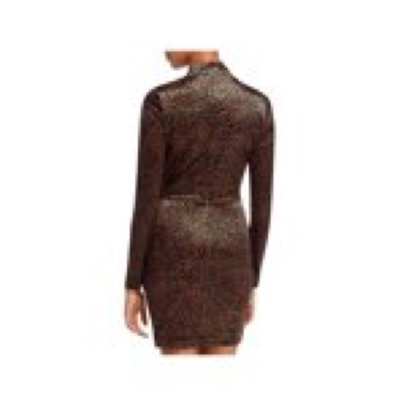 BLACK HALO Green Leopard Print Long Sleeve Turtle Neck Short Body Con - Picture 2 of 7